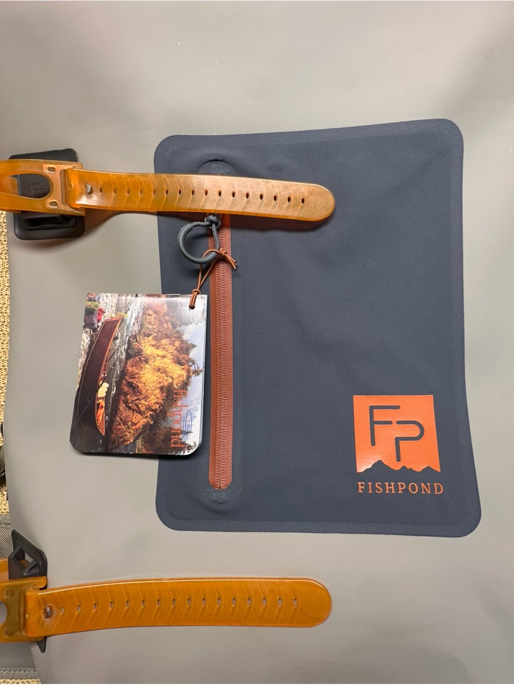 Fishpond Light Gray Roll-Top Backpack with Tan Strap Accents - Picture 2 of 9